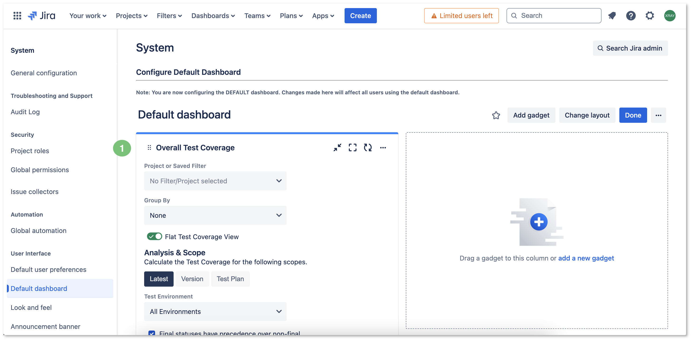 Xray Cloud Documentation > Test Evolution Gadget > Figure 3 - Dashboard.png (Figure 3 - Dashboard) Figure 3 - Dashboard